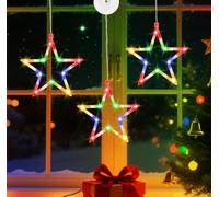 Aourow 3 Luces LED de Estrella de Navidad,Decoraciones Navideñas con Pilas con Cinta Adhesiva de Doble Cara,Multicolor,2 Modos,Luces de Ventana para Fiesta de Navidad y Boda