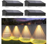 Aourow Aplique Solar para Exteriores, Paquete de 4 Luces Solares LED Impermeables IP65, Lámparas Solares de Color Blanco Cálido, Decoración de Terrazas, Balcones, Vallas, Escaleras, Jardín