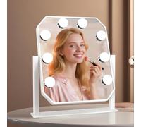 Aourow Hollywood Espejo con 8 Luces LED - Giratorio 360°, 3 Temperaturas de Color Ajustables (3000 K/4000 K/6000 K) Espejo de Tocador, Control Táctil, Regulable, Tipo C Plug in Espejo Cosmético