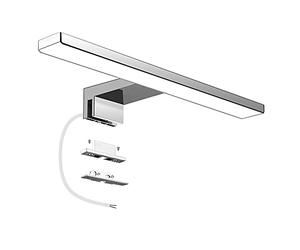 Aourow Lámpara de Espejo Baño LED 5W 230V 500lm,a Prueba de Agua IP44 30cm,3 en 1,Fije en el Espejo +en el Gabinete+en la Pared,Luz Blanca Neutra 4000K,Contra Niebla Acero Inoxidable,300x105x40mm