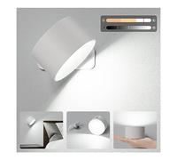 Aourow Lampara Pared Dormitorio,3 Brillo Aplique Pared Interior con Luz cálida/Natural/Blanca,Control Tactil Luz Pared,Rotación de 360 °Aplique Pared Pilas para Dormitorio Sala de Estar