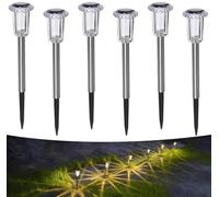 Aourow Luces solares de jardín para exteriores, 6 unidades de luz blanca cálida, lámparas solares impermeables LED para exteriores, jardín, balcón, terraza, césped, caminos, patio