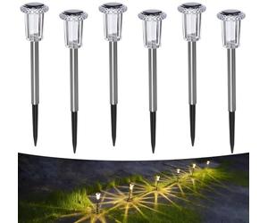 Aourow luces Solares LED Exterior Jardin,6 Unidades de Blanco Cálido,Batería Reemplazable,Lámparas Solar Impermeables LED para Decoracion Exteriores,Jardín, Balcón,Terraza, Césped,Caminos,Patio