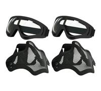 Aoutacc Gafas y máscara de media cara de malla de acero para airsoft/CS/caza/paintball/tiro, Pack de 2.