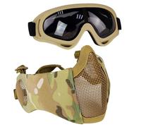 AOUTACC Máscara de airsoft con gafas de protección táctica, máscara de airsoft con protección auditiva, juego de engranaje protector para adultos, hombres, mujeres, paintball, tiro, CS-CP
