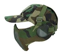 AOUTACC Máscara de malla de airsoft con protección auditiva y gorra de béisbol ajustable en set para CS/caza, paintball/tiro WL