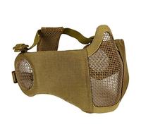 AOUTACC Máscara plegable de Airsoft, máscaras de malla de media cara con protección de los oídos para juego de guerra Cs, pistola BB, caza, paintball (TAN)
