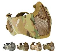 Aoutacc Máscara Plegable para Airsoft, Máscaras de Malla de Media Cara con Protección para los Oídos para Juegos de Guerra, Pistola BB, Caza, Paintball, CP