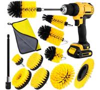 AOUVT 11 Piezas Cepillo Taladro, Cepillo de Limpieza Electrico, Cepillo Llantas, Cepillo Taladro Limpieza Kit, Juego de Cepillos de Limpieza Adecuados para Cocina, Coche, Baño, Azulejos, Parrilla