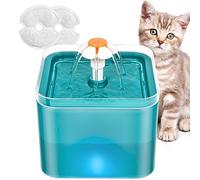 AOUVT Bebedero para Gatos 2L, Fuente de Agua para Mascotas Ultra Silenciosa con luz LED - Sistema de Filtración Cuádruple, Fuente de Agua para Mascotas con Tres Modos de Flujo de Agua (Verde)