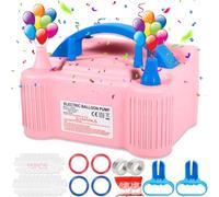 AOUVT Bomba de Globo Eléctrica, 600W Bomba para Inflar Globos, Inflador de Globos Eléctrico de Doble Boquilla, Bomba Portátil para Inflar Globos, Adecuado para Carnaval, Fiesta y Boda