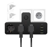 AOUZEA Regletas Enchufes, Ladron Enchufes Multiple con Protección contra Sobretensión e Interruptor, Equipado con 4 Puertos USB-C y 1 Puerto USB-A, Adaptador Enchufe múltiple con 2 Soportes.