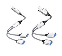 AOUZOVLI 2 PCS USB Doble Entrada,Divisor US B-C 1 a 2 + Divisor US B 1 a 2 Cable US B2.0,para Carga,Transferencia Datos Ampliación Interfaces,Compatible Teléfonos,Tabletas, Mac