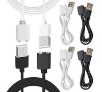 AOUZOVLI 4 Piezas Cargador Cable MagnéTico, Compatibles Con Satisfyer Pro 2, 0,8 M, Ideales Para Masajeadores Con Carga MagnéTica Y Cables De Carga Para Juguetes (Negro/Blanco)