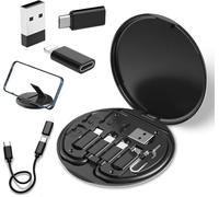 AOUZOVLI Caja de almacenamiento multifuncional USB-C - Incluye adaptador Micro USB y Lightning - Portátil, ideal para teléfonos móviles, cámaras, etc.