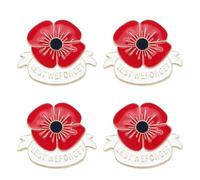 AOVNA Broche de amapola con diseño de amapola, con texto en inglés "Let Us Not Forget The Veterans Day Memorial Day" (4 unidades)