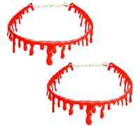 AOVNA Collar de gotas de sangre de 2 piezas para Halloween, gargantilla sangrienta, collar de vampiro, vestido de fantasía, disfraz de fiesta de terror de miedo, Plástico