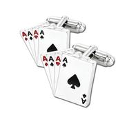 AOVNA Gemelos de póquer con diseño de cuatro ases, para hombre, para camisas informales, cumpleaños, bodas, celebraciones (7 x 5 x 1 cm)