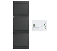 Aovrlcx Kit de interruptor inalámbrico negro sin pilas, interruptor autoalimentado, conmutador inalámbrico, interruptor de radio a distancia, teleruptor RF433MHz (Negro 1Gang 3V1)