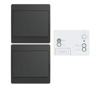 Aovrlcx Kit de interruptor inalámbrico negro sin pilas, interruptor autoalimentado, conmutador inalámbrico, interruptor de radio de control remoto, teleruptor RF433MHz (Negro 1Gang 2V1)