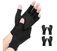 AovYoo 2 pares de guantes de osteoartritis con cobre, guantes de compresión reumatismo sin dedos, guantes de artriti gaming, tendinitis Alivio del dolor reumático, RSI, síndrome del túnel carpiano (S)