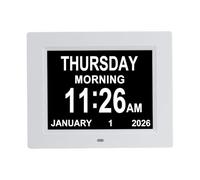 Aowasi Reloj Digital de 8 alarmas, Pantalla Extra Grande, Reloj Digital con Calendario de día y Mes sin abreviar, para Personas Mayores, con Problemas de visión, Demencia, Ancianos, Alzheimer