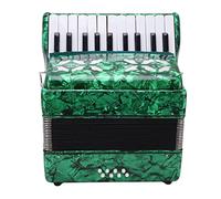 AOWINHIT 22 Keys 8 Bass Celluloid Musical Instrument Juguete Home Stage Performance Accordion White Black Premium Reeds (Verde)