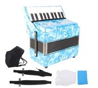 AOWINHIT 22 Keys 8 Bass Celluloid Musical Instrument Juguete Home Stage Performance Accordion White Black Premium Reeds (Azul cielo)