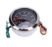 AOWINHIT 3 en 1 Calibre de Tacómetro High Precision 6000rpm 0 10bar Presión de Aceite 40 120 ℃ Temperatura de Agua 7 Flight de Color para Automóviles Camiones Barcos (Dial negro bisel plateado