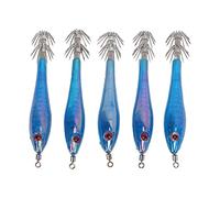 AOWINHIT Anzuelos de Calamar de Simulación, 5 uds., Cebo Artificial Duradero para Equipo de Pesca, Diseño Ligero y Portátil de Doble Gancho (#1)