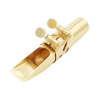 AOWINHIT Boquilla de Saxofón Alto, Diseño Duradero de Metal para Músicos Profesionales, Kit de Práctica, Color Dorado (8C)