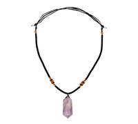 AOWINHIT Collar Ajustable con Colgante de Cuarzo y Amatista de Doble Punta | Piedra natural, acabado liso, purificadora de energía, ideal para curación, decoración versátil.