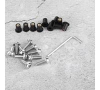 AOWINHIT Juego de Arandelas de Tuercas para Pernos de Parabrisas de Motocicleta, Sujetadores Duraderos para Montaje de Carenado de Motocicleta, Kit de 10 Piezas en Negro/plata/rojo, Se Adapta Al