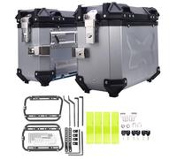 AOWINHIT Maleta Lateral para Motocicleta, Ajuste Universal, Aleación de Aluminio, 28 L, Caja de Alforja Dura Izquierda Derecha con Soporte, Manija de Bloqueo para Casco, Equipaje,