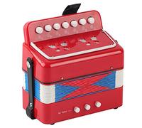 AOWINHIT Niños 7 Key 2 Bass Mini Pequeño Acordeón Instrumento Musical Educativo Juguete Rhythm Toy for Kids Red Black, Children 7 Key Mini Accordion (Rojo)