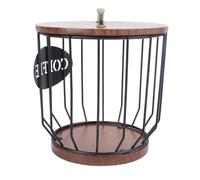 AOWINHIT Portafiltros de café Rústico con Tapa para Decoración Elegante de Cafetería, Madera de Pino y Metal Negro, Gran Capacidad para 500 Filtros (0291C Negro)