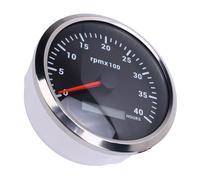 AOWINHIT Tacómetro de 110 Mm Ganador de 4000 Rpm con un Medidor de Hora de Retroiluminación de 7 Colores para el Remolque del Tractor de Camión RV Barco DC 9 a 32V (Dial negro bisel plateado CXA005)