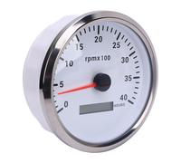 AOWINHIT Tacómetro de 110 Mm Ganador de 4000 Rpm con un Medidor de Hora de Retroiluminación de 7 Colores para el Remolque del Tractor de Camión RV Barco DC 9 a 32V (Dial blanco Bisel CXA006)