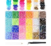 AOWVUTS 24000 Piezas Diamantes de Imitación para Uñas, 24 Colores Piedras de Strass, Cristal de Diamantes de Imitación con Lápiz de Cera y Pinzas Recogida Decoración de Uñas para Nail Art Cara Ropa