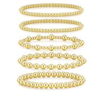 AOWVUTS 5Piezas Pulsera para Mujer, Chapadas En Oro De 14 Elásticas de apiladas Juego pulseras, Regalos para las mujeres, Amiga, amante.