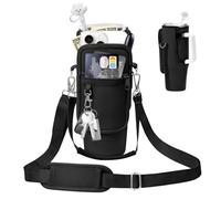 AOWVUTS Bolsa de Botella de Agua para Stanley Cup 40oz Porta Botella de Agua con Mosquetón Correa de Hombro Ajustable y Bolsillo Funda para Botella Termo para Viajes Senderismo (Negro)