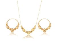 AOWVUTS Conjuntos de Joyas para Mujer 18K Chapado en Oro Cuentas Collar y Pendientes Pendientes de Aro Colgante Redondo de Cuentas Huecas Juego de Joyas Ajustable para Fiestas Bodas Cumpleaños