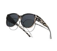 AOWVUTS Gafas de Sol Polarizadas para Usar Gafas de Sol Superpuestas para Mujer Hombre Vintage Protección UV Gafa de sol Redondas Ajuste Sobre Lentes de Miopía para Conducir Pescar Viajar (Gris)