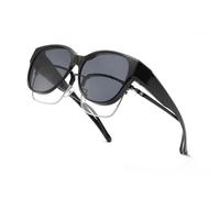 AOWVUTS Gafas de Sol Polarizadas para Usar Gafas de Sol Superpuestas para Mujer Hombre Vintage Protección UV Gafa de sol Redondas Ajuste Sobre Lentes de Miopía para Conducir Pescar Viajar (Negro)