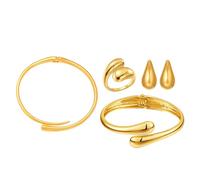 AOWVUTS Juegos de Joyas Mujer 14K Chapado en Oro Grueso Lágrima Collar Pendientes Pulsera y Anillo Gota de Agua Conjuntos de Joyas Ajustable Moda Joyería Regalos para Señoras Niñas (4)