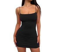 AOWVUTS Mujer Mini Vestido Sexy Clubwear sin Mangas Elegante de Fiesta Ajustado Tirantes Delgados Bodycon Wrap Verano de Cóctel