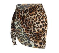 AOWVUTS Pareo Playa para Mujer Traje de Baño de Gasa Leopardo Pareo Beach Falda Wrap Sarong Bikini Cover Up Cubierta Sarong Cubrebañador Falda de Playa Corta Vestido de Playa para Piscina Vacaciones