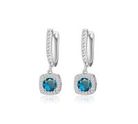 AOWVUTS Pendientes Aros Mujeres Plata de Ley 925 Pendientes de Cristal Colgantes Hipoalergénicos Pendientes Aro Huggie con Circonita Cúbica Regalos Joyería para Novia Boda Fiesta (Azul)