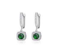 AOWVUTS Pendientes Aros Mujeres Plata de Ley 925 Pendientes de Cristal Colgantes Hipoalergénicos Pendientes Aro Huggie con Circonita Cúbica Regalos Joyería para Novia Boda Fiesta (Verde)