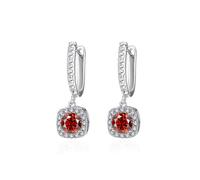 AOWVUTS Pendientes Aros Mujeres Plata de Ley 925 Pendientes de Cristal Colgantes Hipoalergénicos Pendientes Aro Huggie con Circonita Cúbica Regalos Joyería para Novia Boda Fiesta (Rojo)